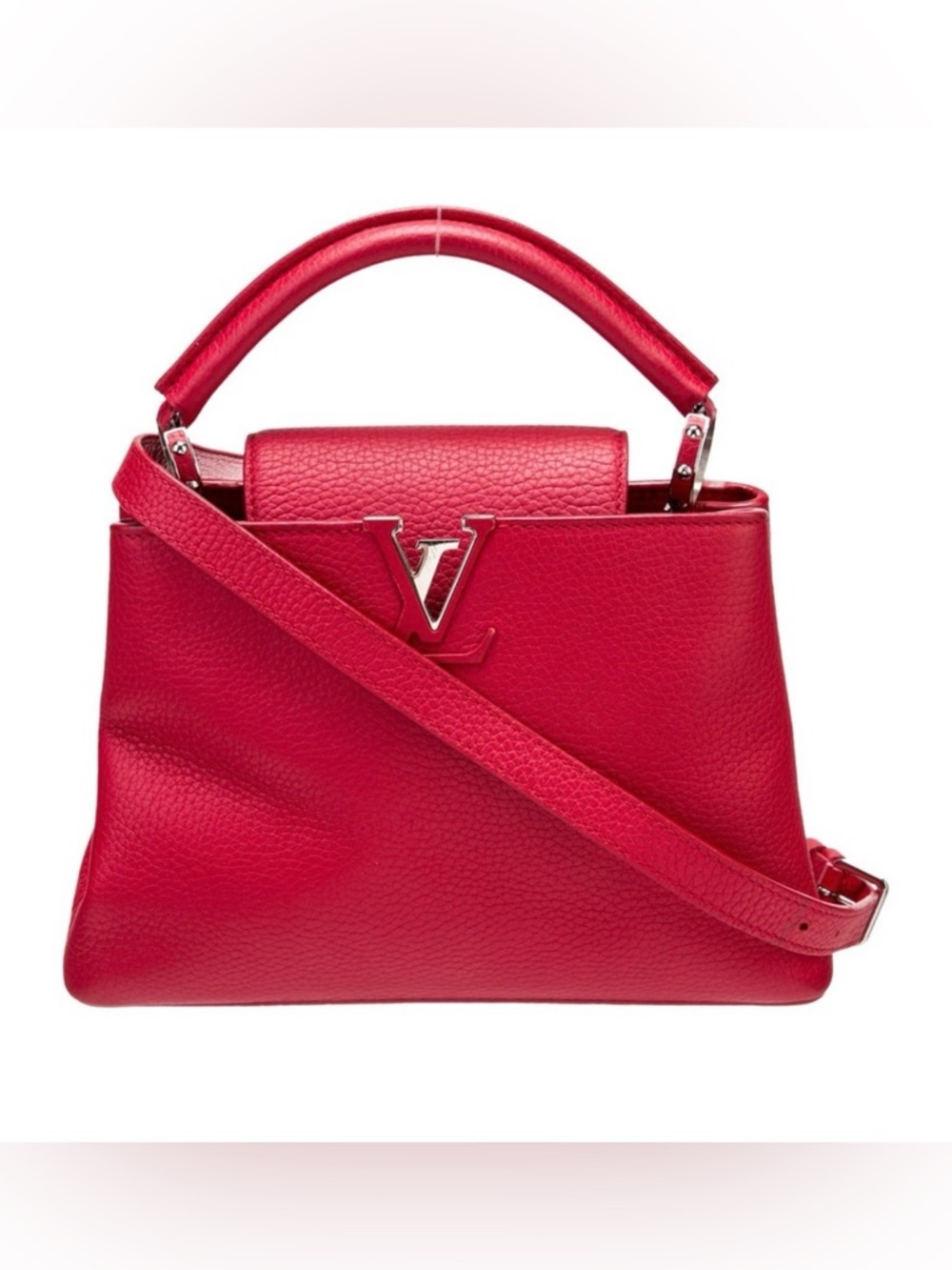 Louis Vuitton Red Pebbled Leather Top-Handle Satchel